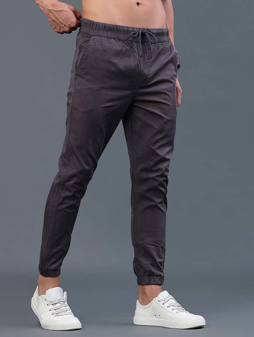 men solid mid rise regular fit jogger - 22296960 -  Standard Image - 2
