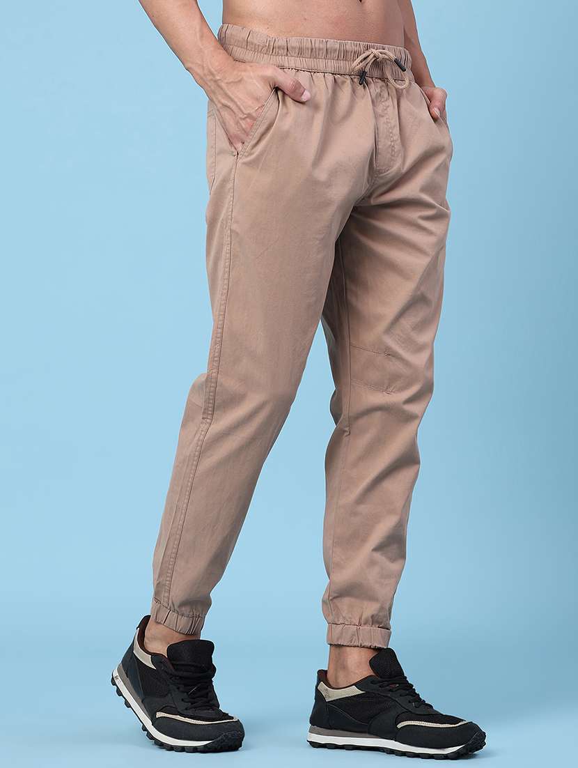 men solid mid rise regular fit jogger - 22296963 -  Standard Image - 2