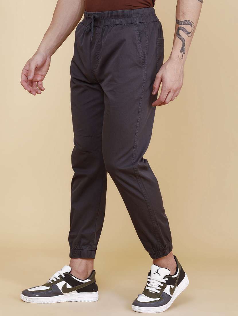 men solid mid rise regular fit jogger - 22296965 -  Standard Image - 2