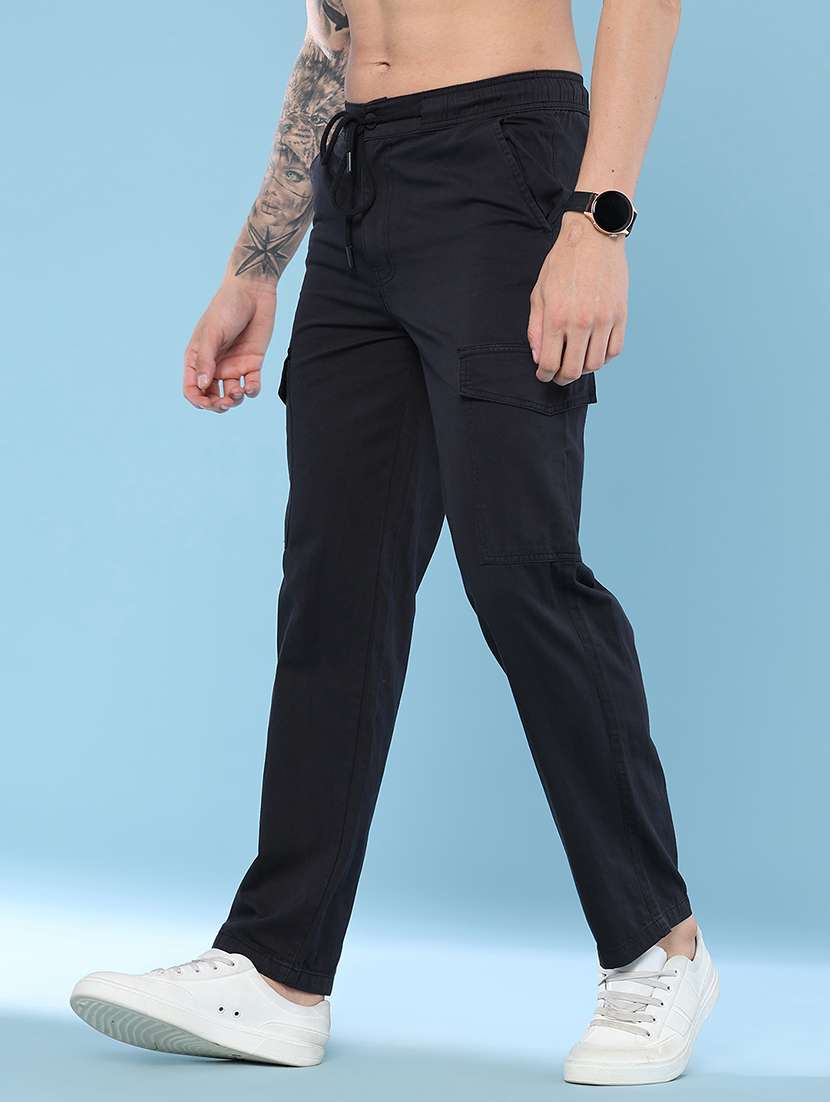 Men Solid Mid Rise Regular Fit Cargo - 22297157 -  Standard Image - 2