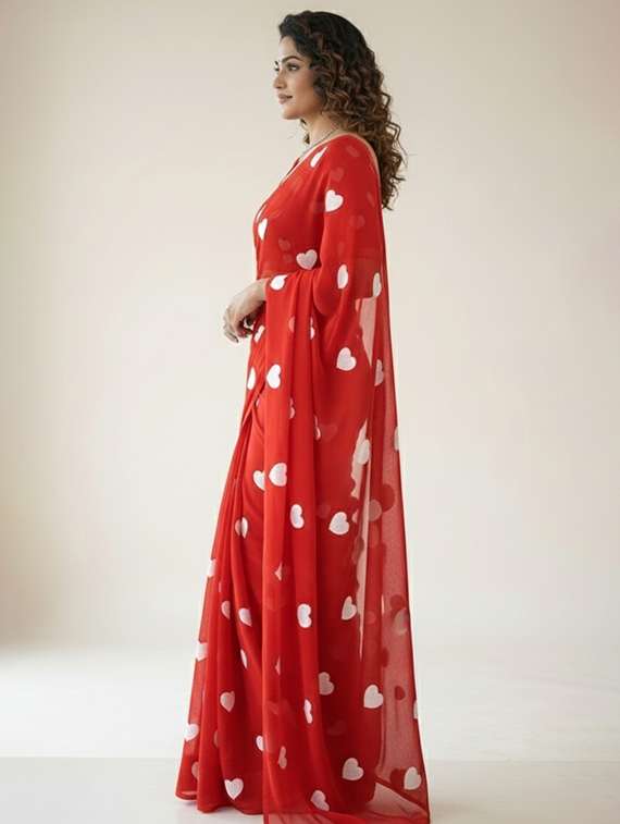 women solid with work embroidered saree with blouse - 22297426 -  Standard Image - 2