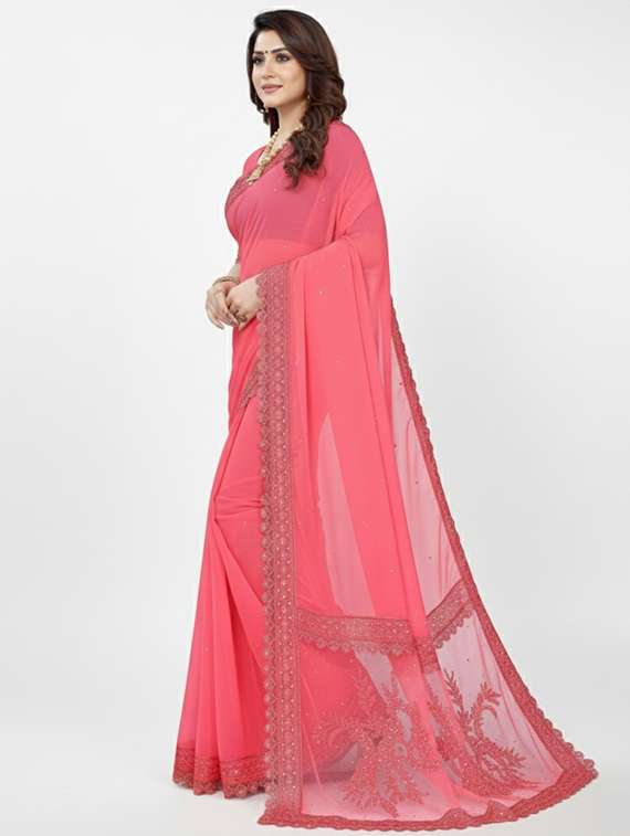 women solid with work embroidered saree with blouse - 22297430 -  Standard Image - 2