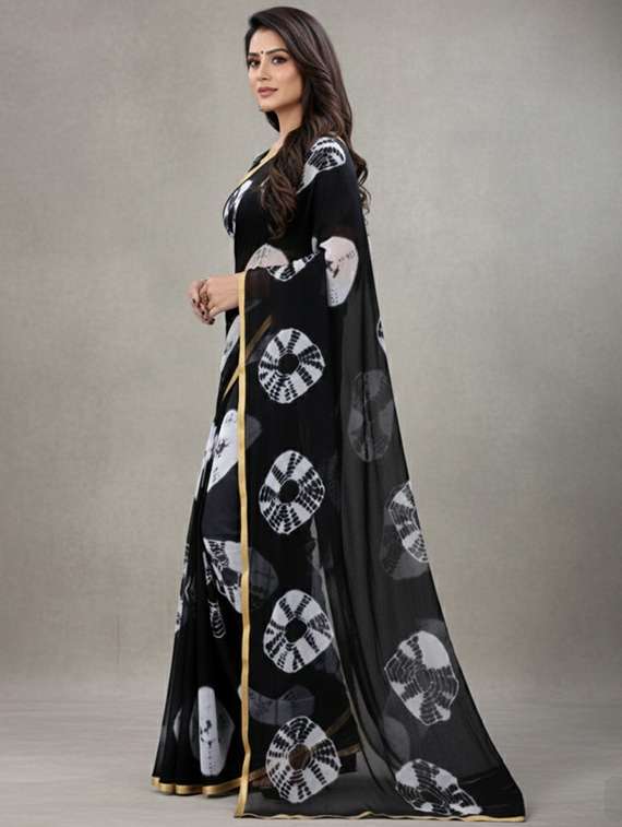 women tie & dye printed saree with blouse - 22297443 -  Standard Image - 2