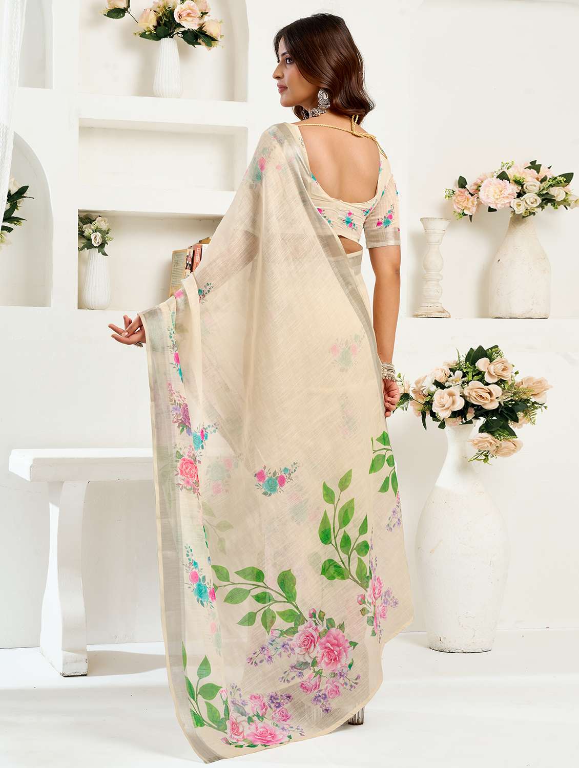 women floral printed ready to wear saree with blouse - 22297539 -  Standard Image - 2