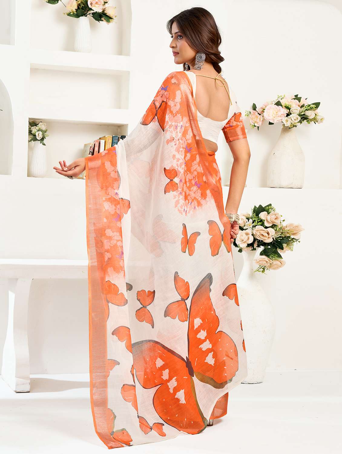 women printed ready to wear saree with blouse - 22297542 -  Standard Image - 2