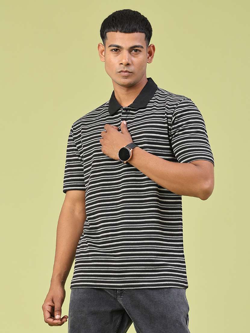 men striped short sleeve regular fit polo t-shirt - 22297996 -  Standard Image - 2