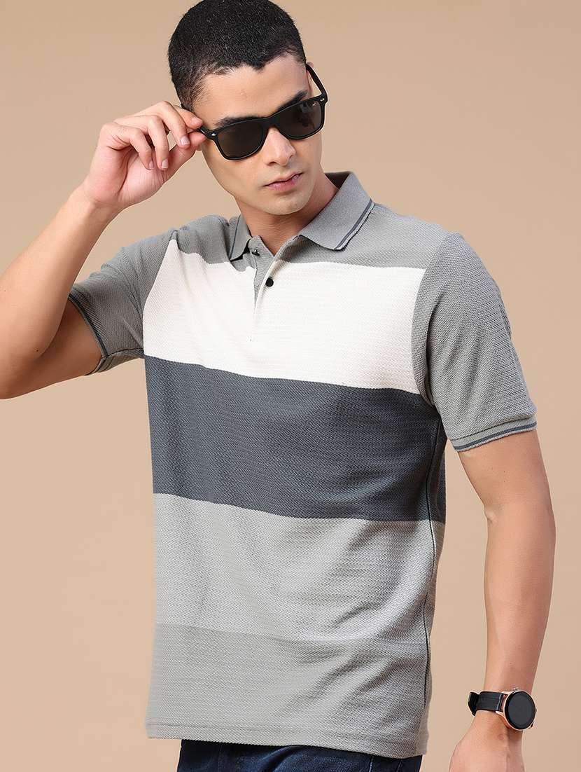 men colourblocked short sleeves polo t-shirt