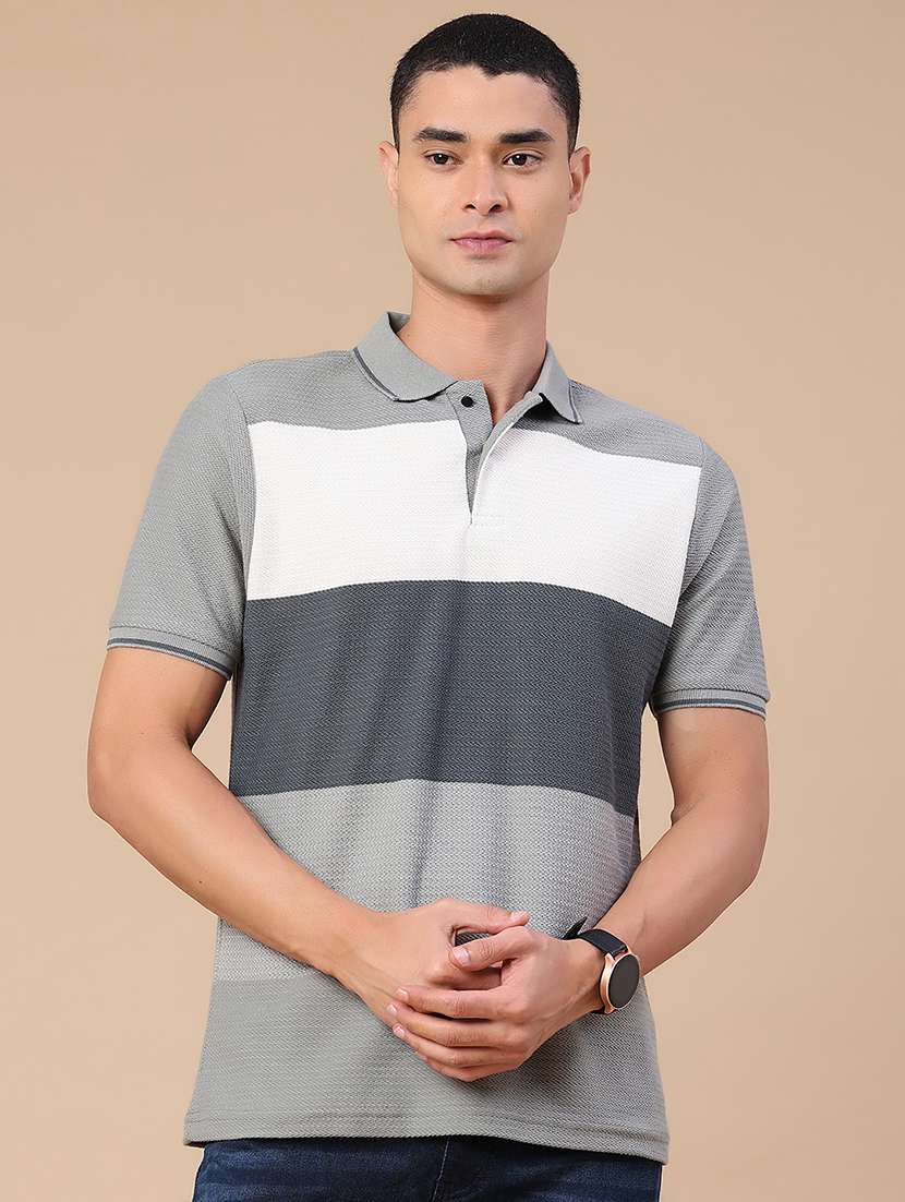 Men Colourblocked Short Sleeves Polo T-shirt - 22298005 -  Standard Image - 2