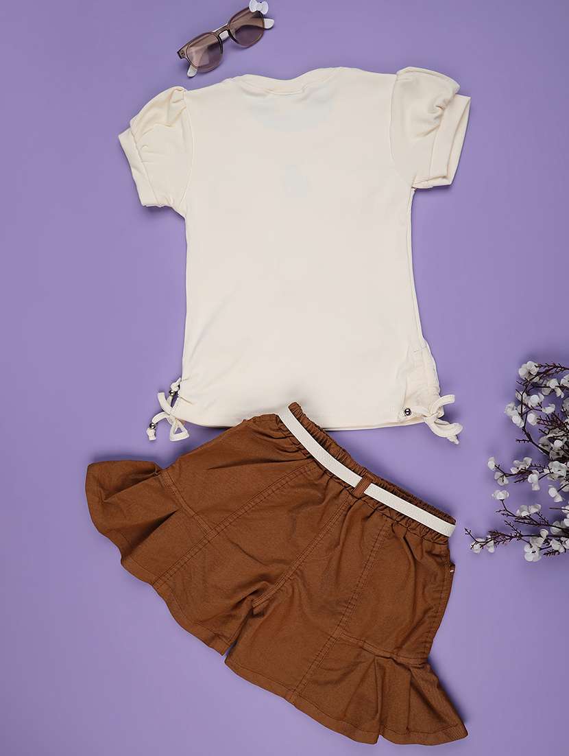 girls solid top and skirt set - 22298038 -  Standard Image - 2