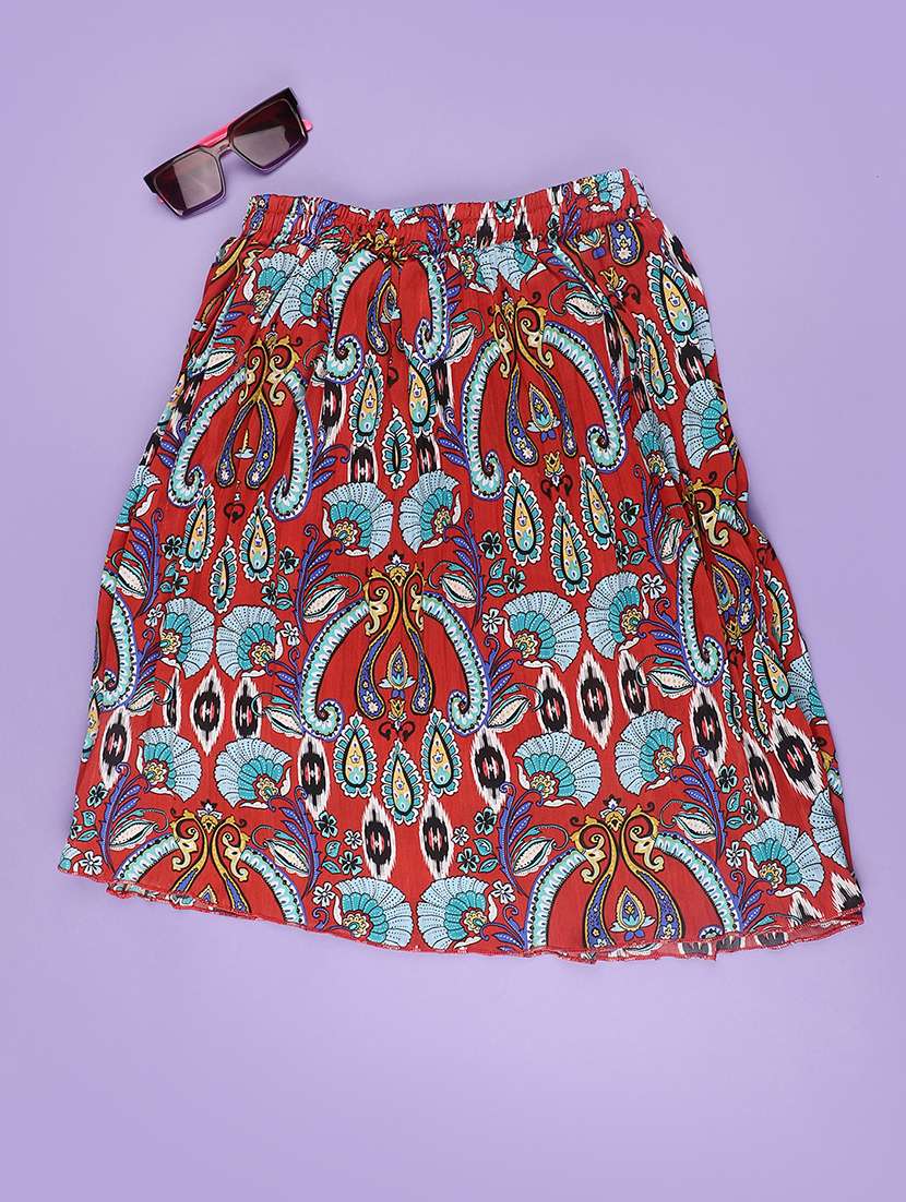 maroon satin flared skirt - 22298081 -  Standard Image - 2