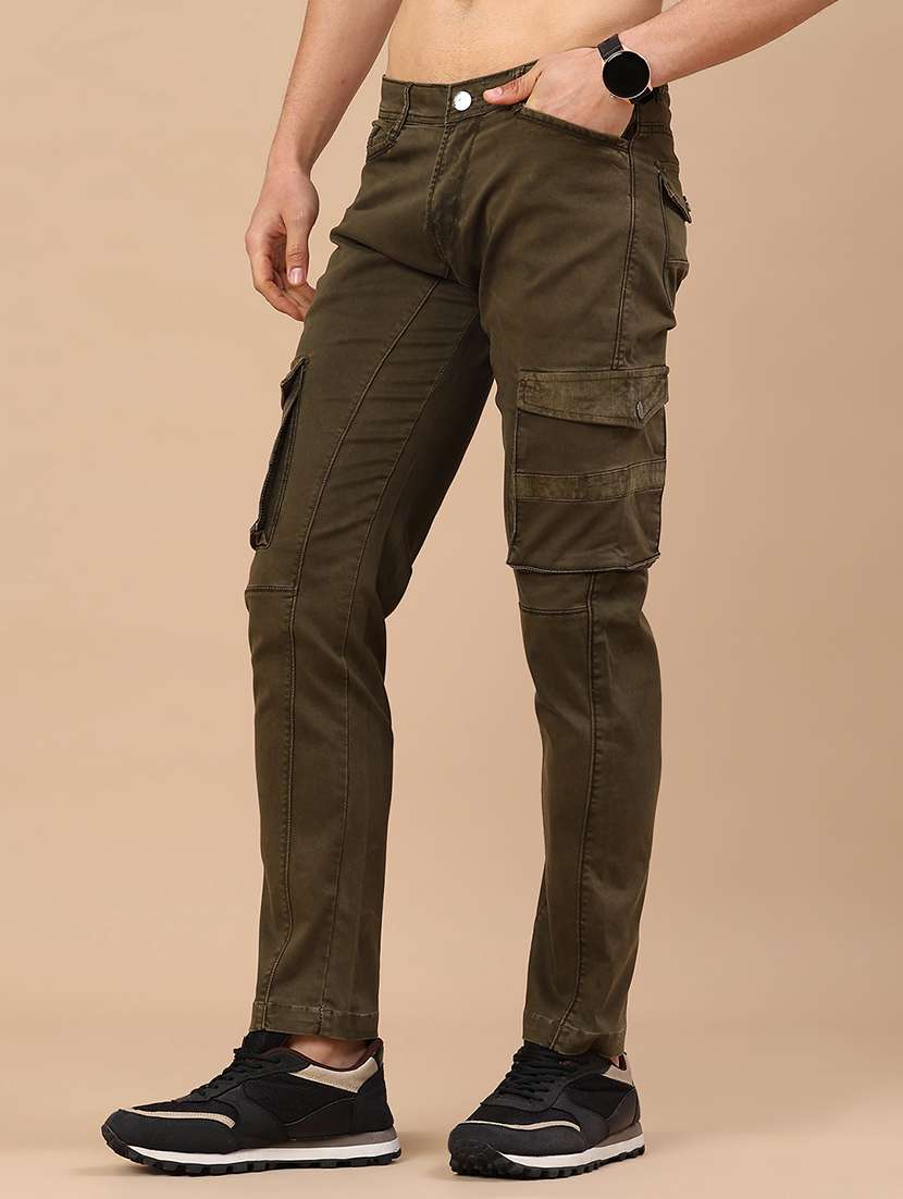 men solid mid rise regular fit cargo  - 22298100 -  Standard Image - 2