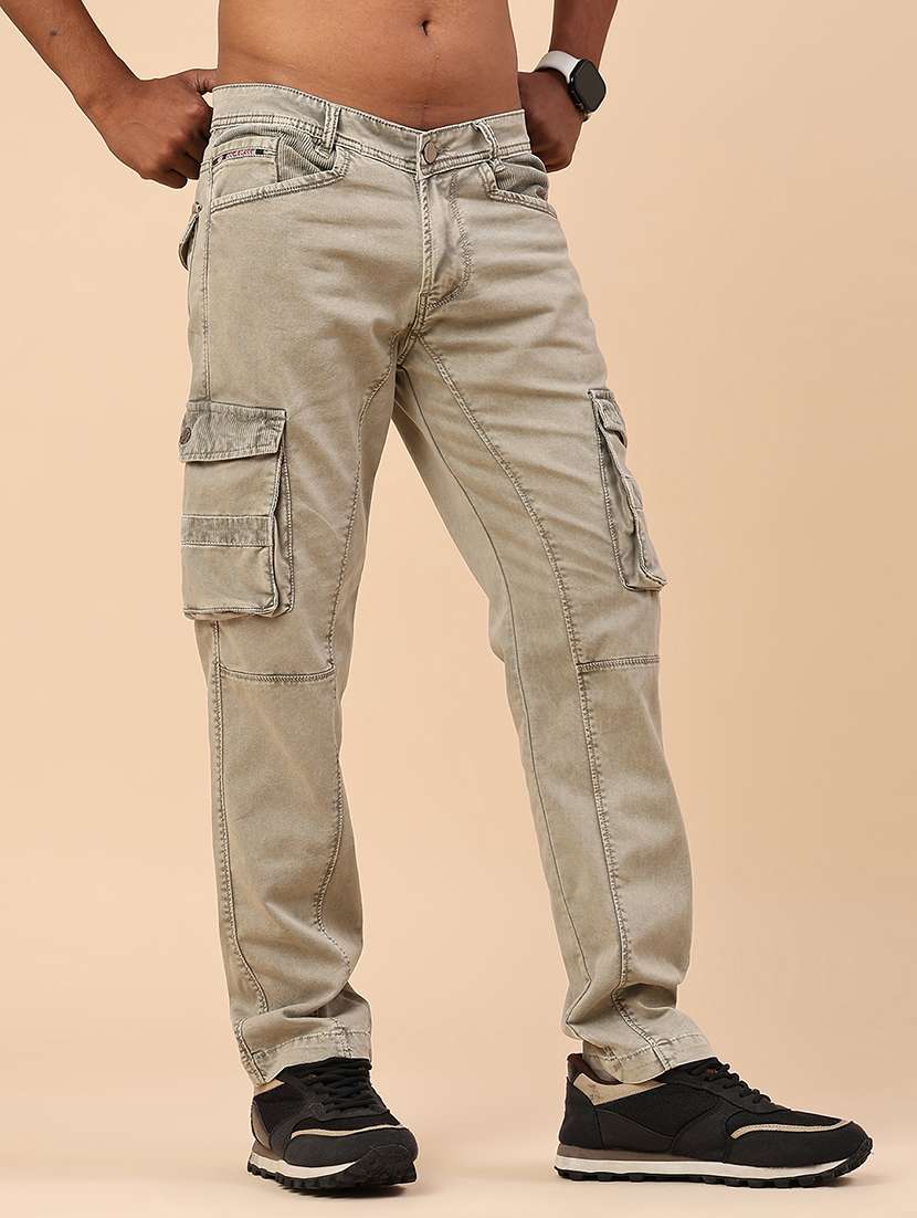 men solid mid rise regular fit cargo  - 22298102 -  Standard Image - 2