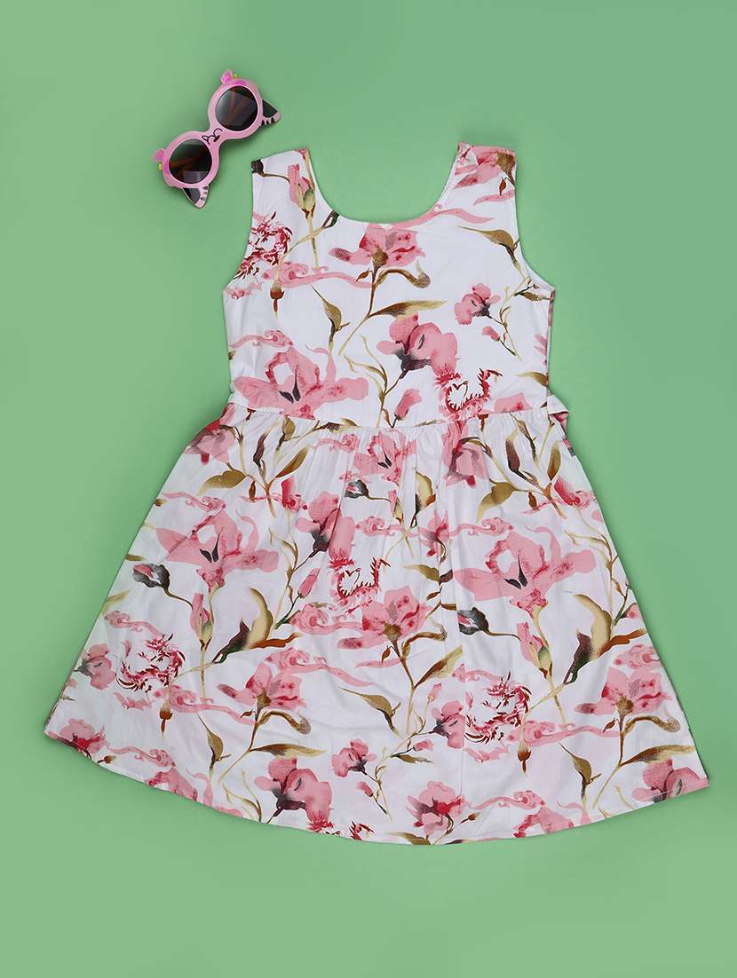 girls printed round neck regular fit frock - 22298216 -  Standard Image - 2