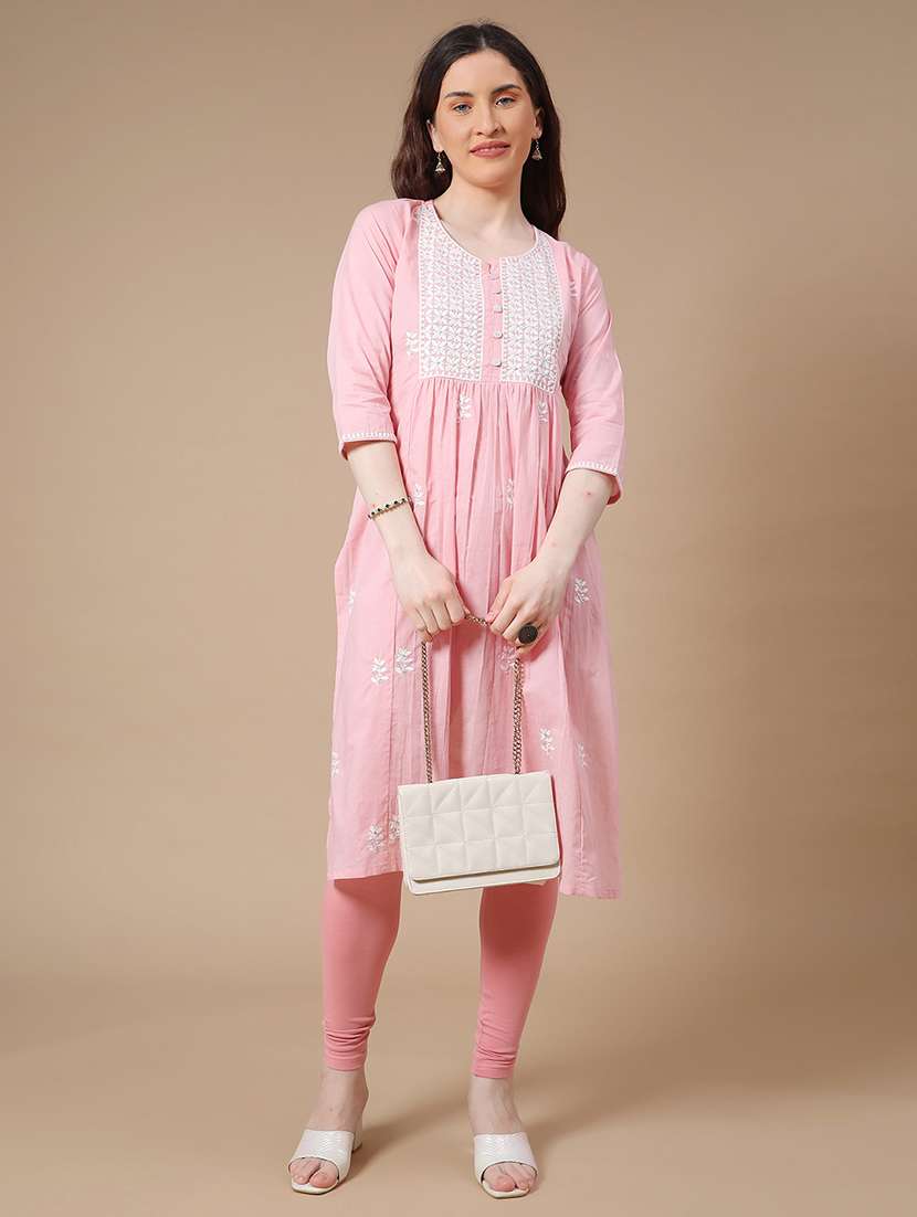pink cotton aline kurta