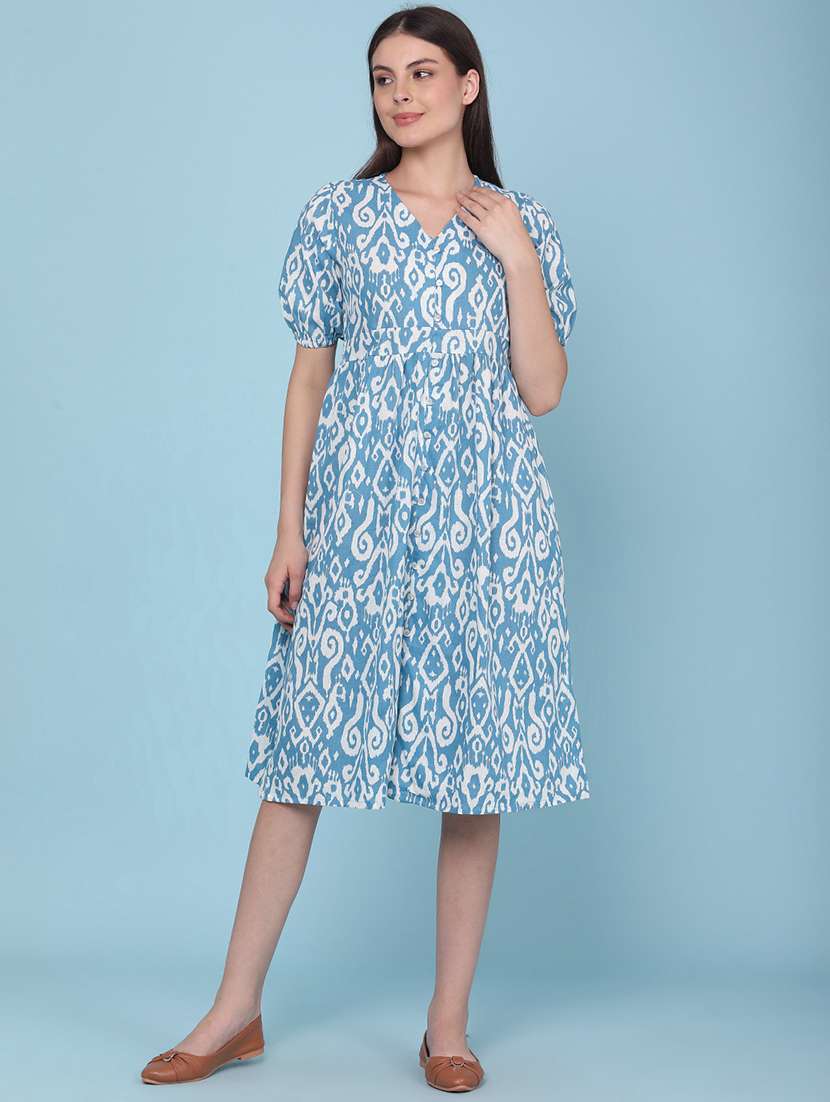 women printed short sleeves a-line dress - 22298366 -  Standard Image - 2