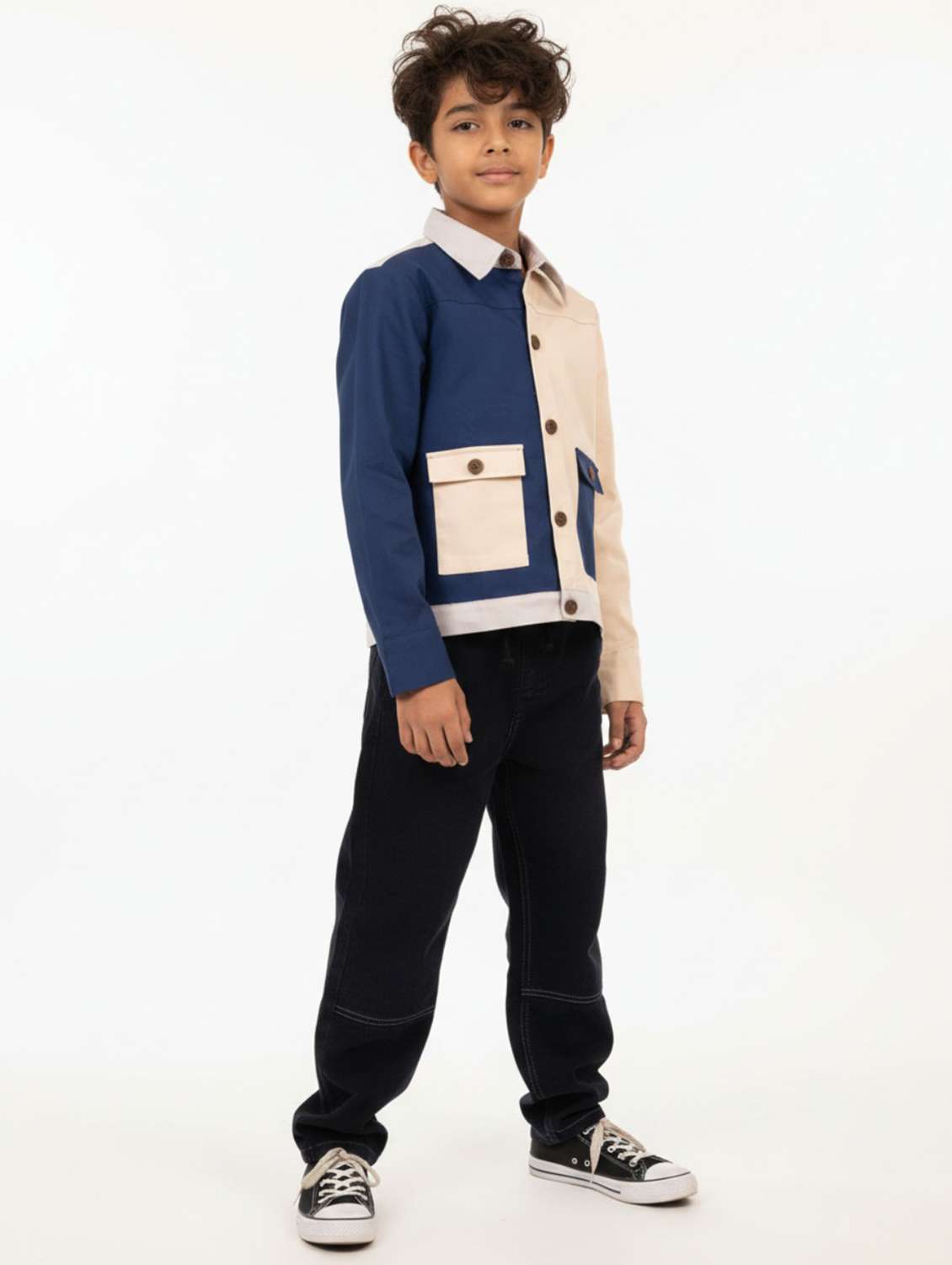 boys color blocked collared long sleeve shirt - 22298387 -  Standard Image - 2