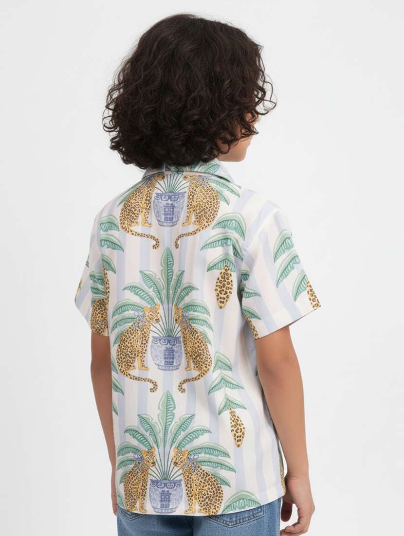boys printed cuban collar short sleeve shirt - 22298392 -  Standard Image - 2
