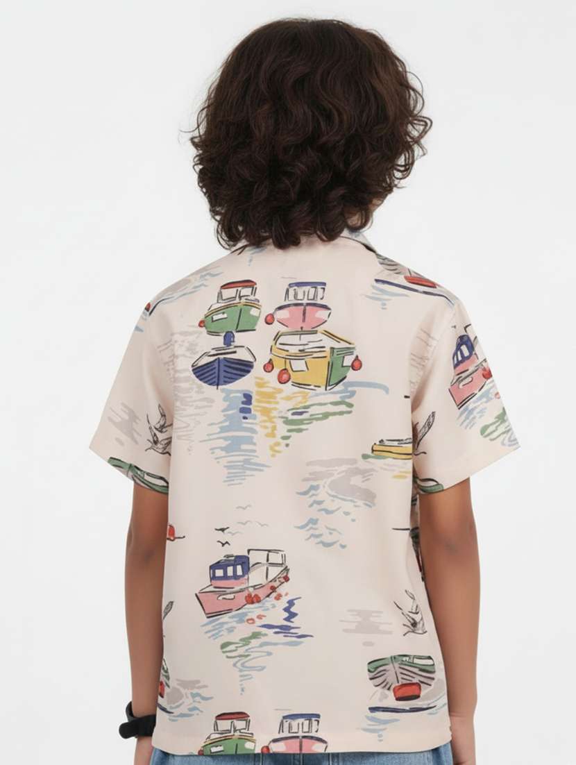 boys printed cuban collar short sleeve shirt - 22298393 -  Standard Image - 2