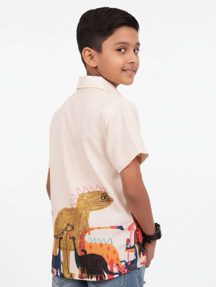 Printed Linen Blend Boys Shirt - 22298397 -  Standard Image - 2