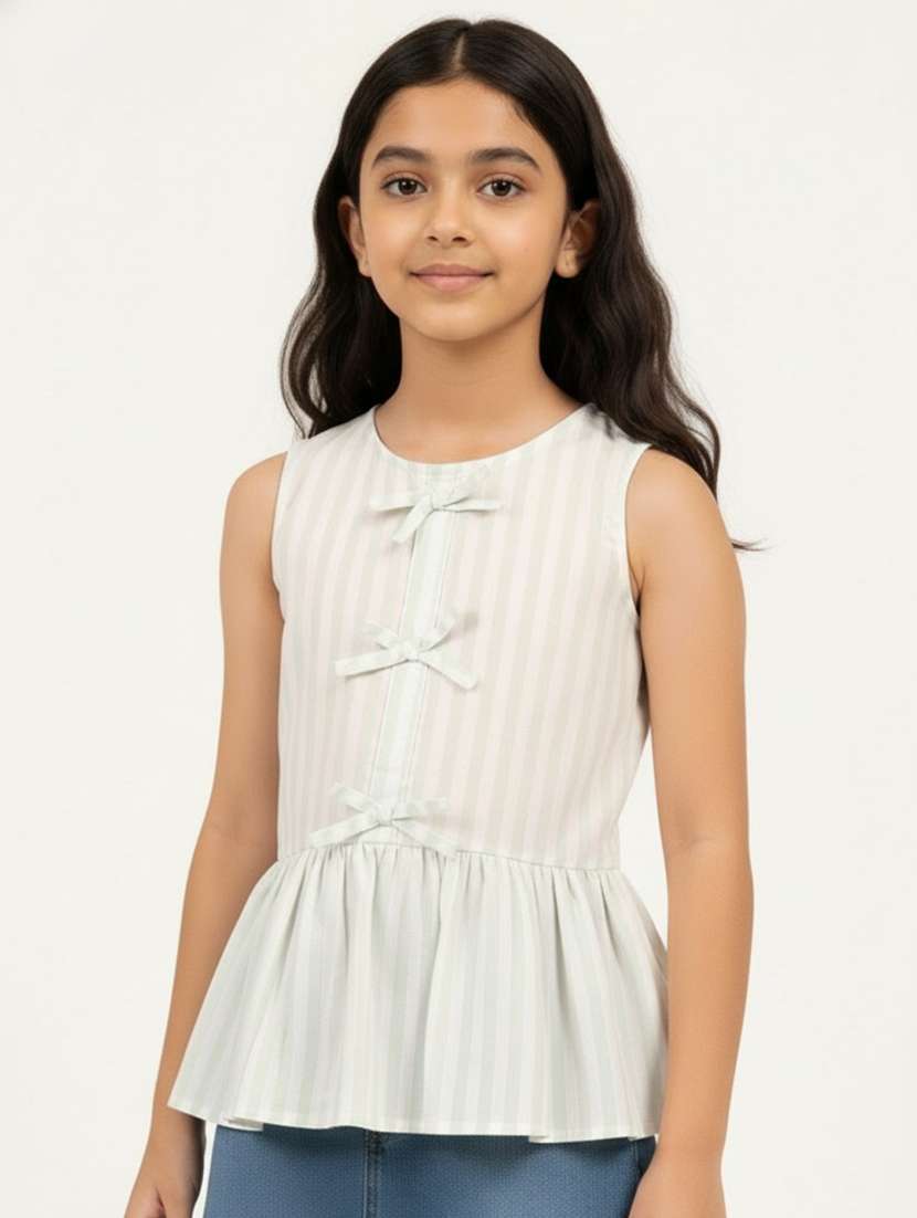 girls striped sleeveless peplum op