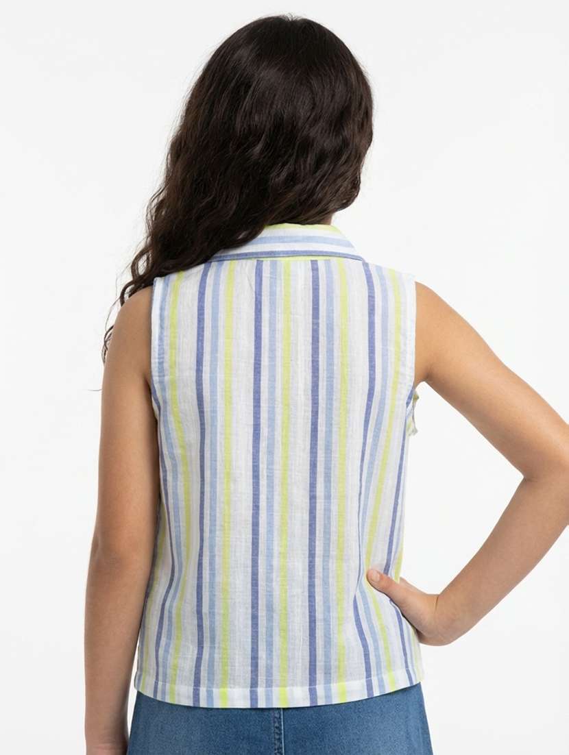 girls striped collared sleeveless top - 22298418 -  Standard Image - 2