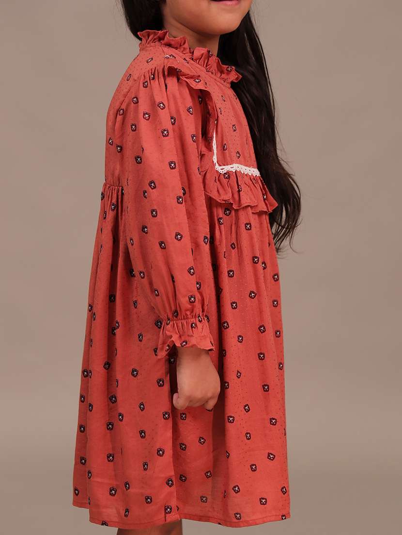 girls printed puff sleeve flared dress - 22298432 -  Standard Image - 2
