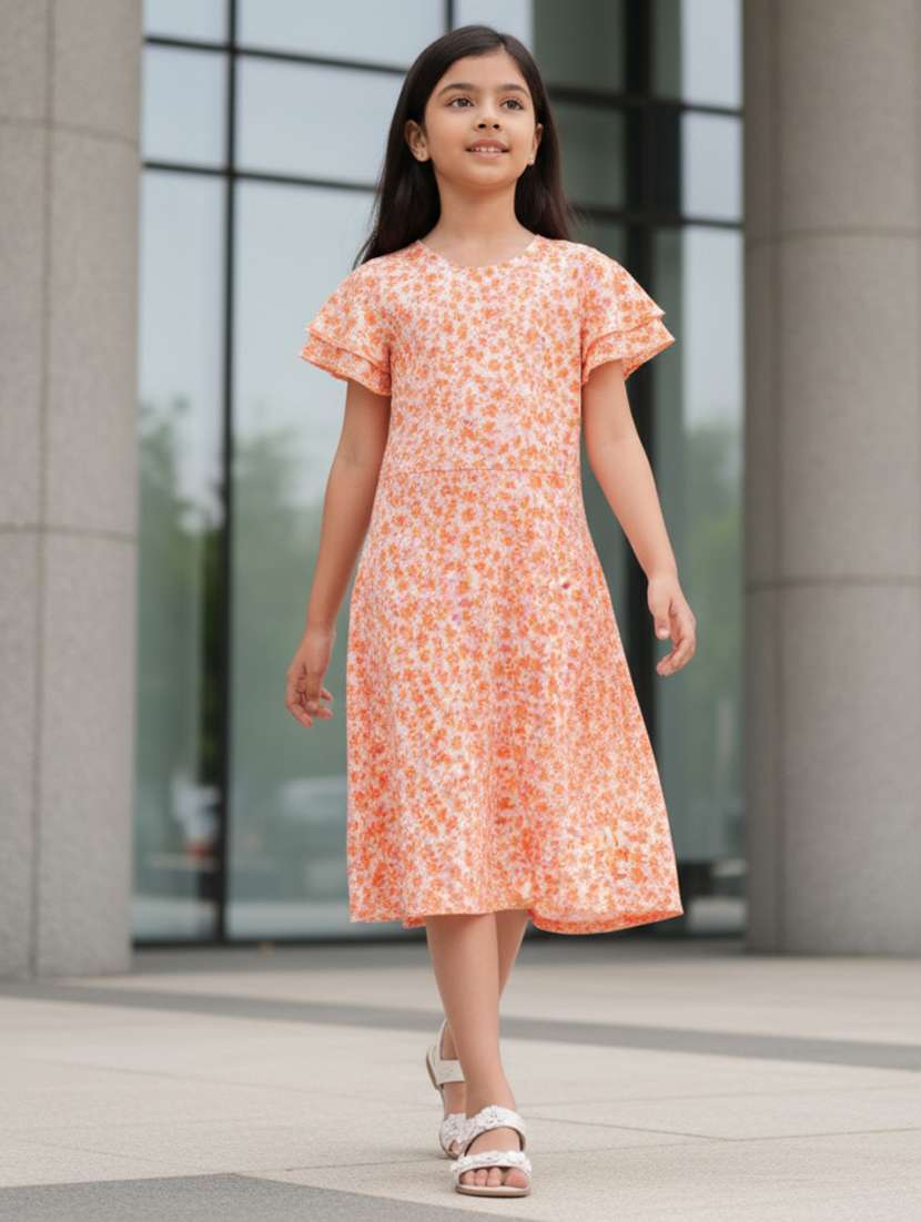 girls printed short sleeve a-line dress - 22298443 -  Standard Image - 2