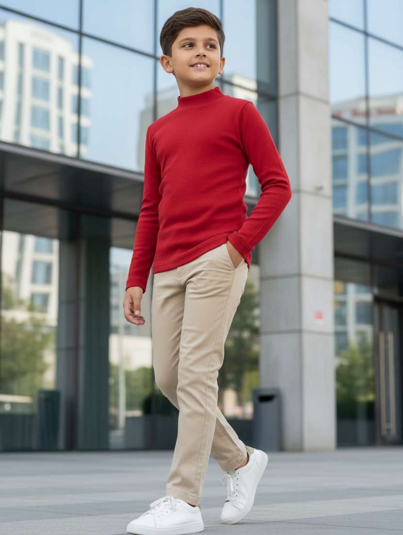 boys solid mock neck long sleeve t-shirt - 22298451 -  Standard Image - 2