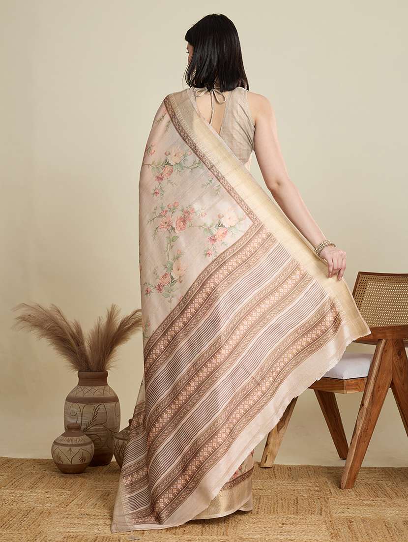 women floral southern silk saree with blouse - 22298695 -  Standard Image - 2