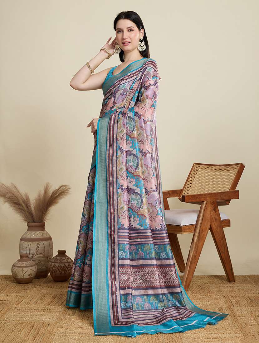 women printed southern silk saree with blouse - 22298698 -  Standard Image - 2