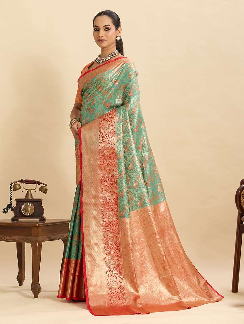 women self design kanjivaram saree with blouse - 22298717 -  Standard Image - 2