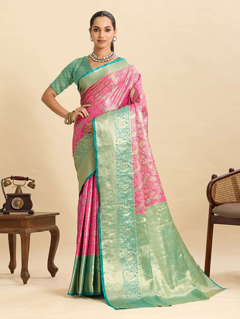 women self design kanjivaram saree with blouse