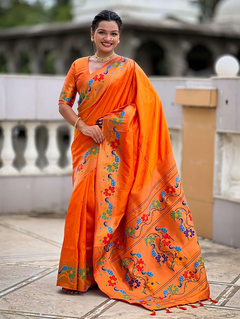women self design paithani saree with blouse