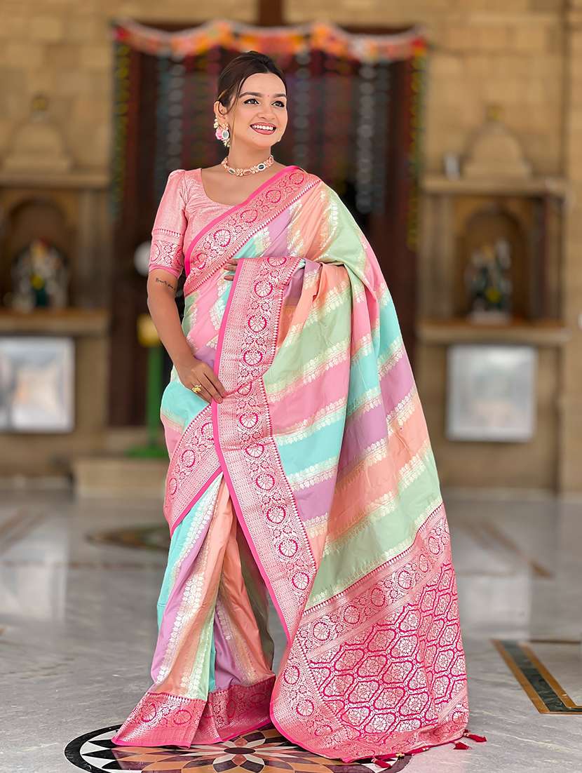 women self design banarasi saree with blouse