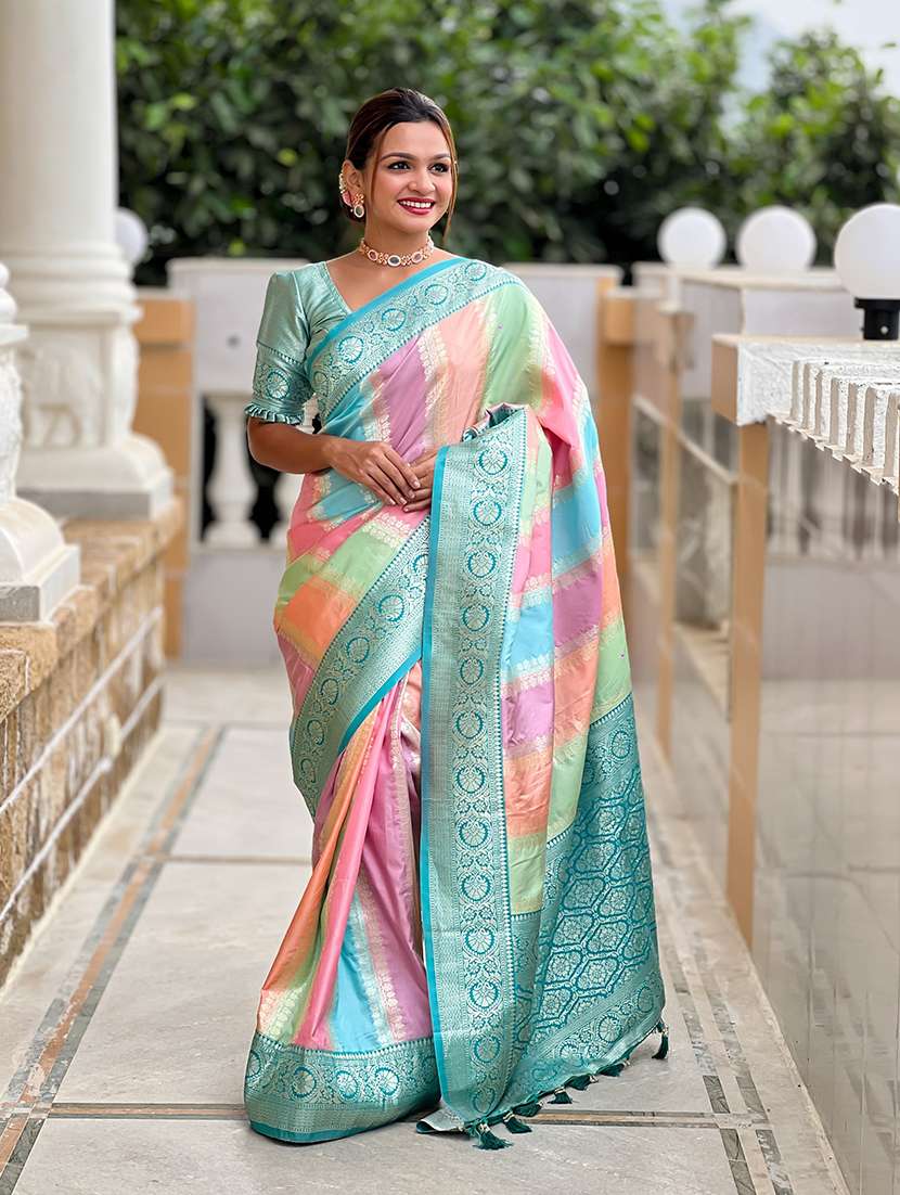 women self design banarasi saree with blouse