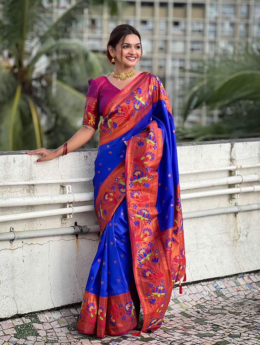 women self design paithani saree with blouse