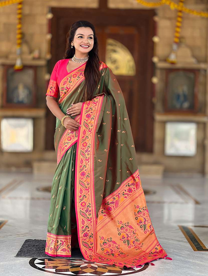 women self design paithani saree with blouse