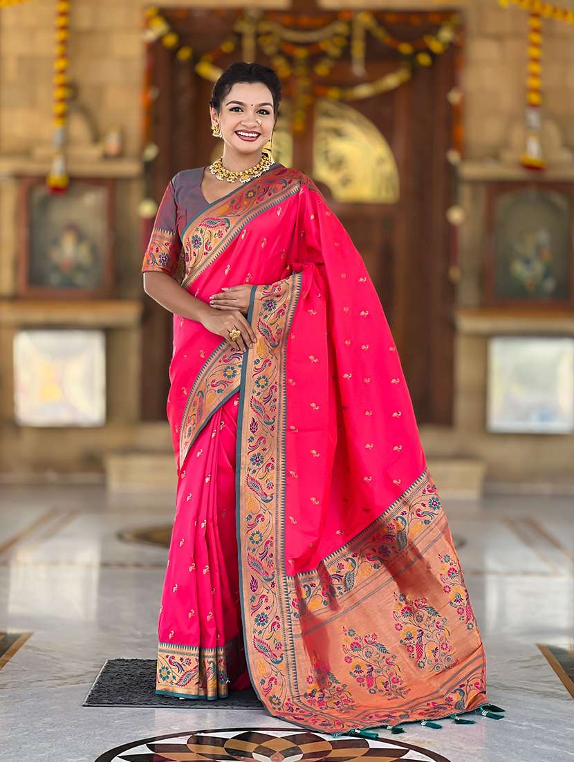 women self design paithani saree with blouse