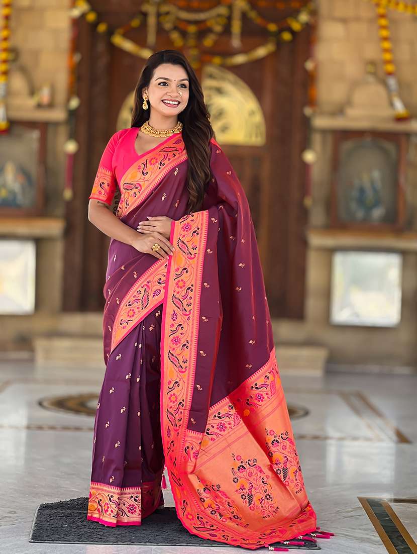 women self design paithani saree with blouse