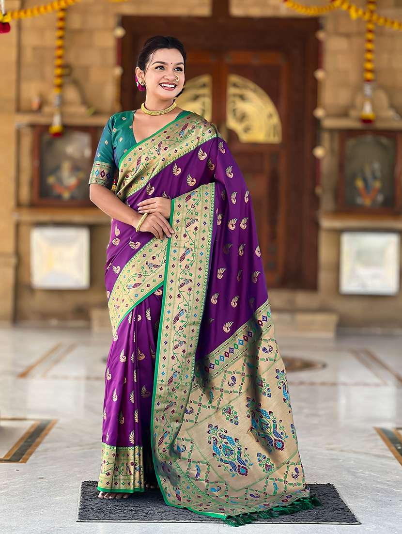 women self design paithani saree with blouse