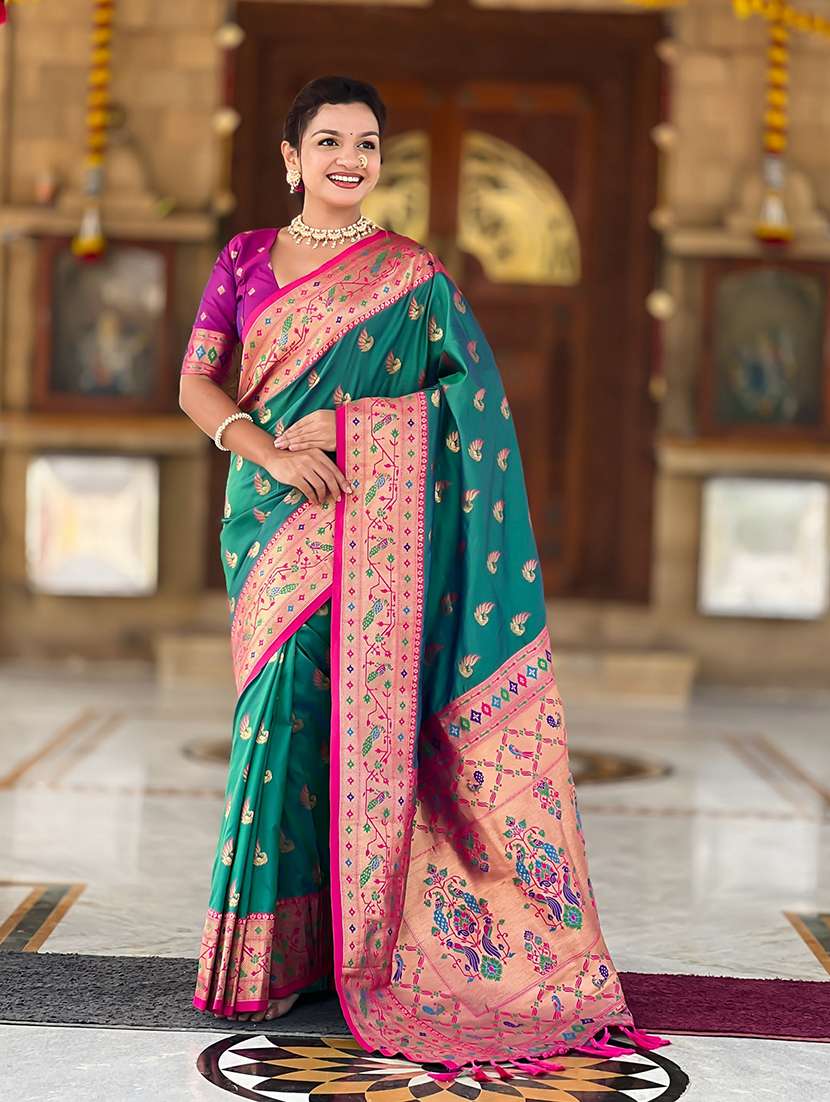 women self design paithani saree with blouse