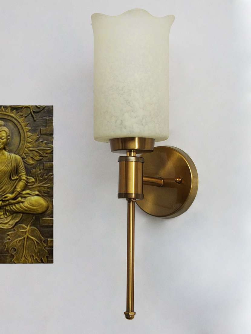 cylindrical flower glass wall sconce – brass finish - 22299041 -  Standard Image - 2