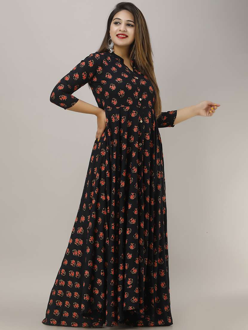 women floral three quarter sleeve ethnic dress - 22299127 -  Standard Image - 2