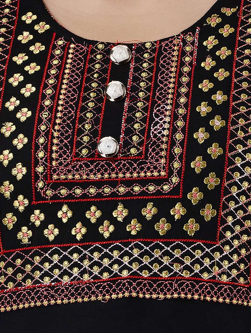 women solid with work three quarter sleeve ethnic dress - 22299138 -  Standard Image - 7