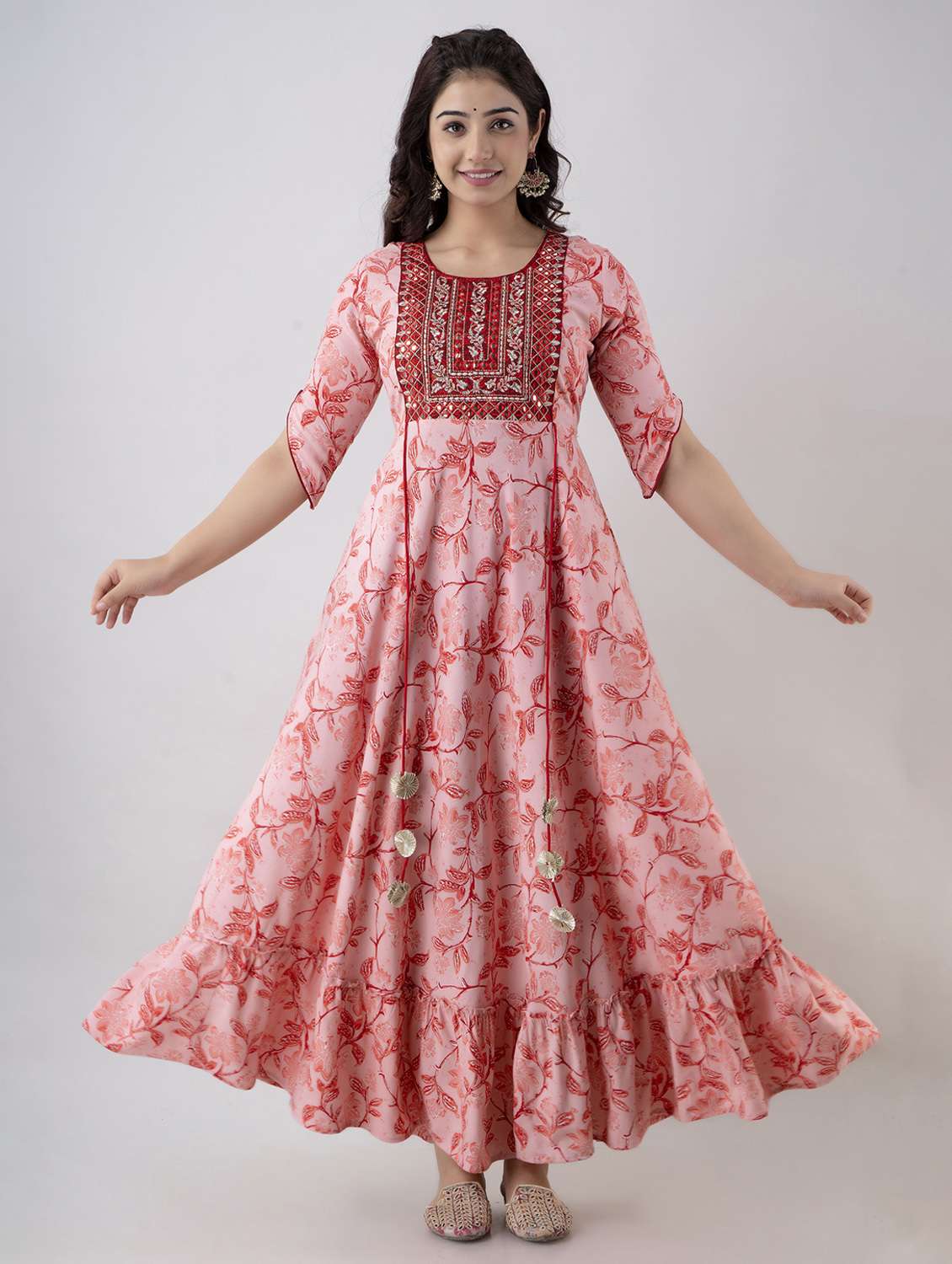 women floral short sleeve ethnic dress - 22299142 -  Standard Image - 2