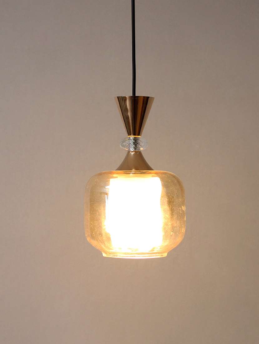 soft amber glass hanging lamp gold finish - 22299202 -  Standard Image - 2