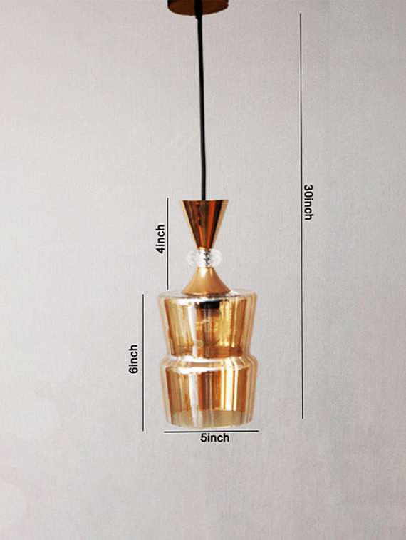 ribbed amber glass pendant light gold finish - 22299208 -  Standard Image - 2
