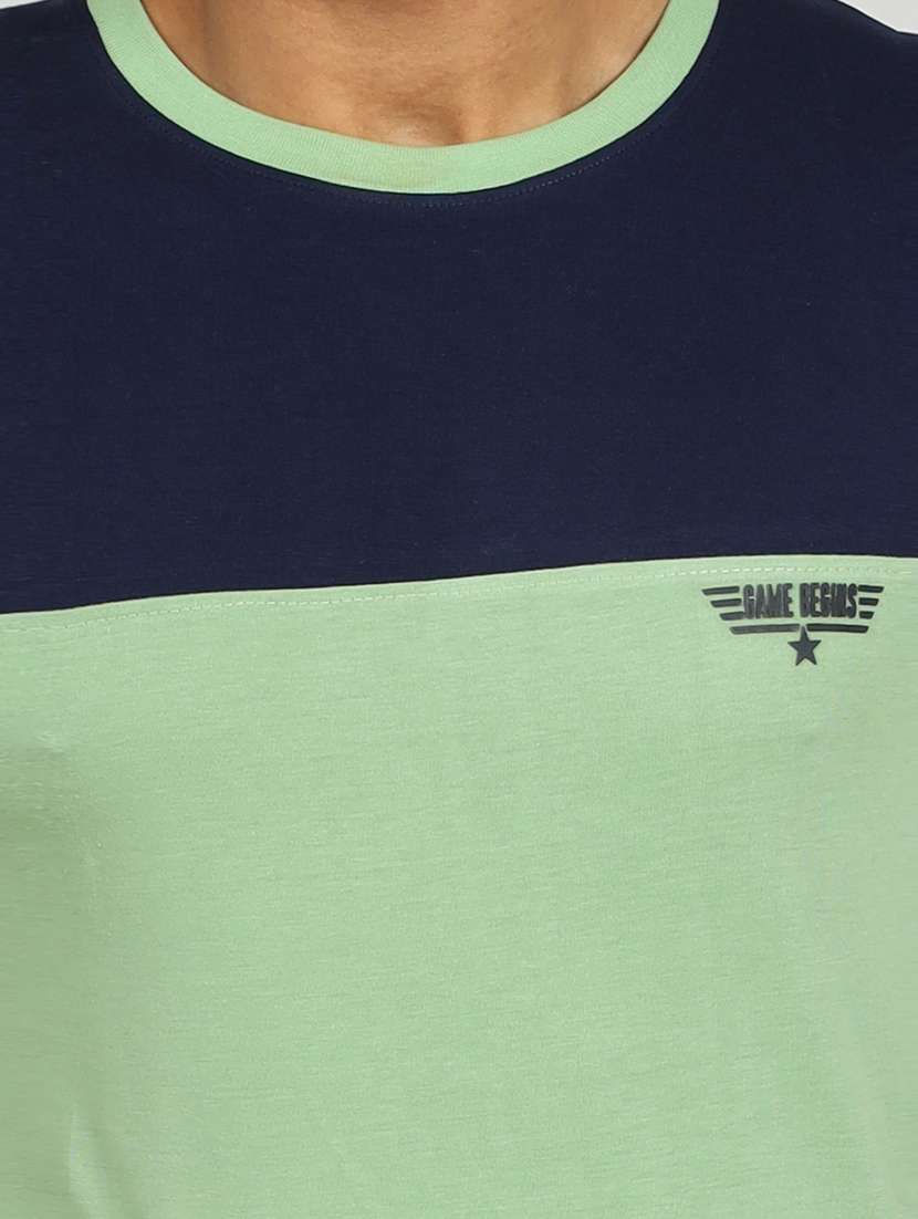 Men Color Block Short Sleeve Slim Fit T-shirt - 22299229 -  Standard Image - 2