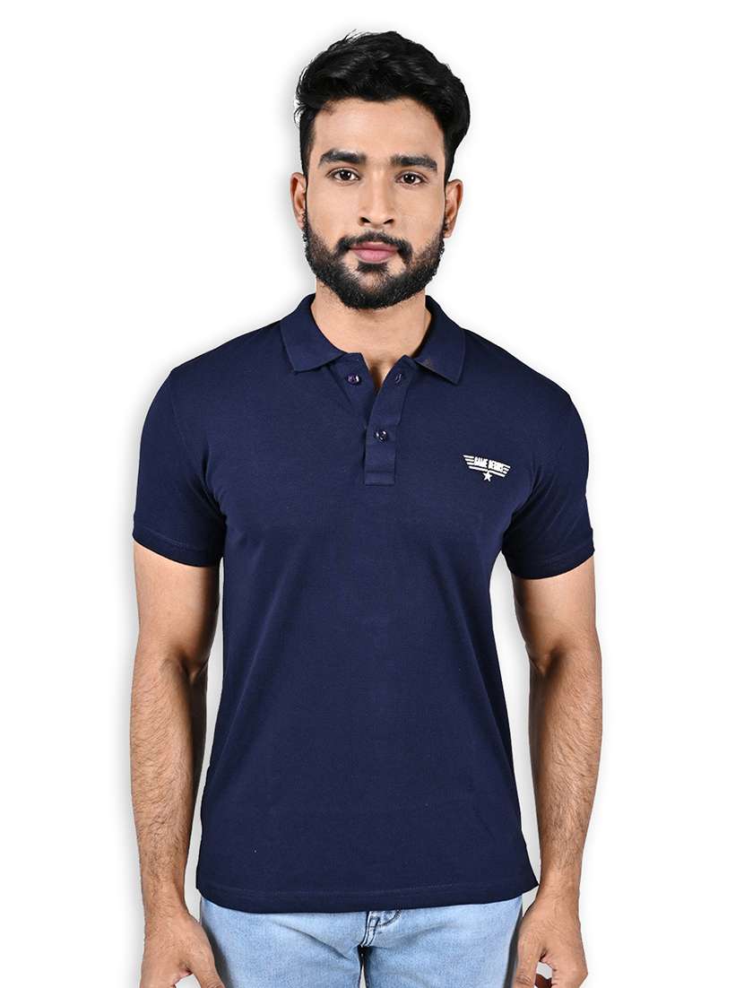 men solid short sleeve slim fit polo t-shirt