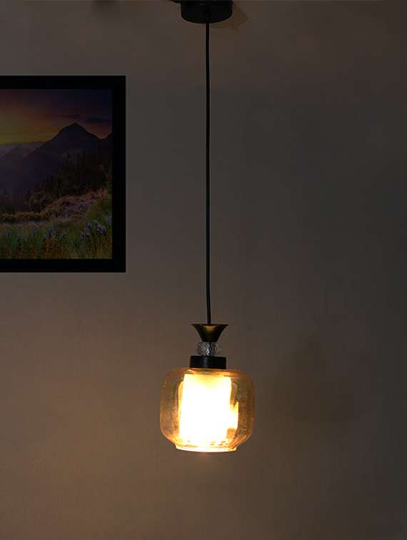 modern amber glass pendant light black finish - 22299397 -  Standard Image - 2